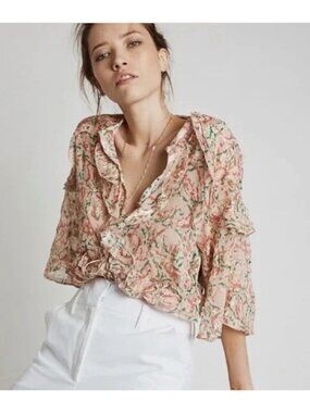 Berenice Paris Silk Coachella Blouse Womens XS Backless Top Festival Boho‎ NWT